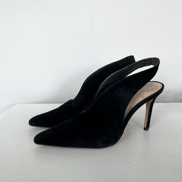 Vince Camuto Shoes - Vince Camuto Faux Suede Black Velvet Sling Back Pointed Heel